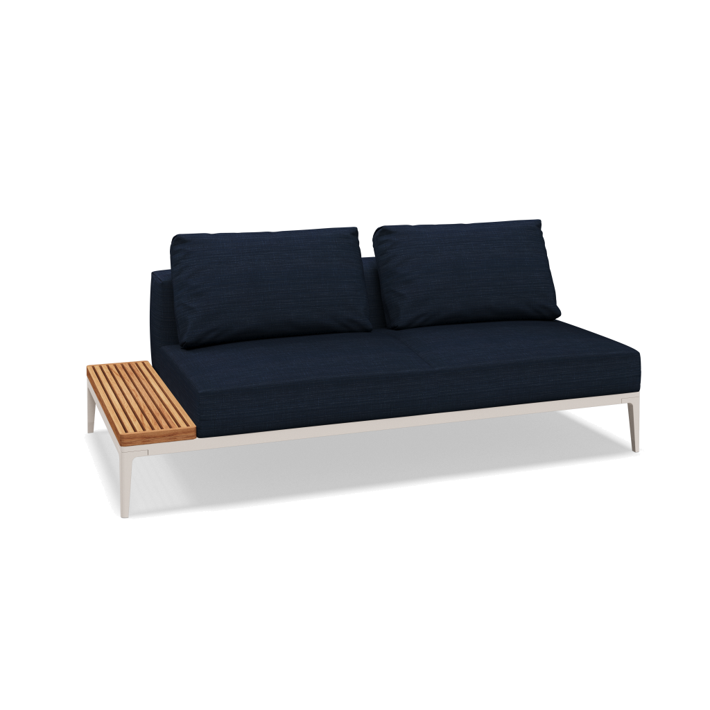 Grid eindelement met tafel teak - Bone Natural Teak met Willa Denim