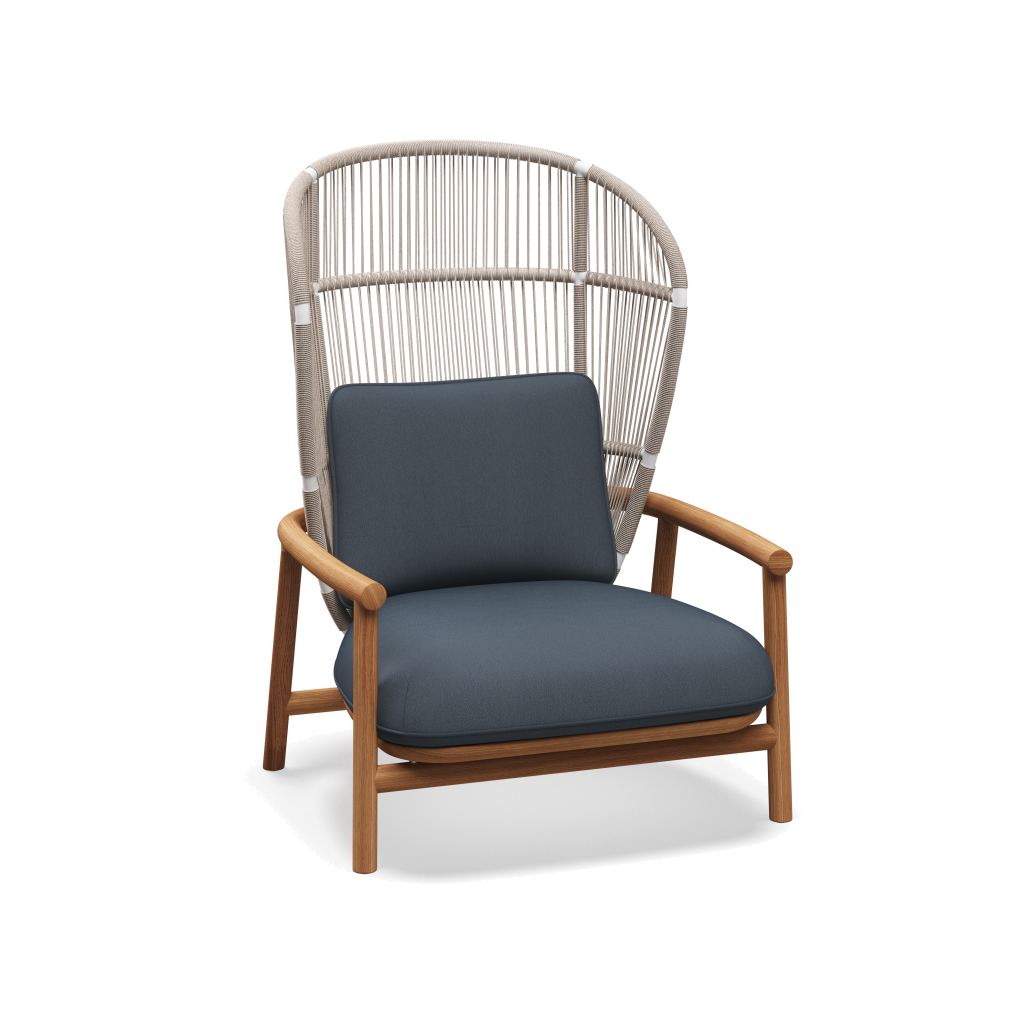 Fern High Back Lounge Chair — White Dune met Tuck Denim