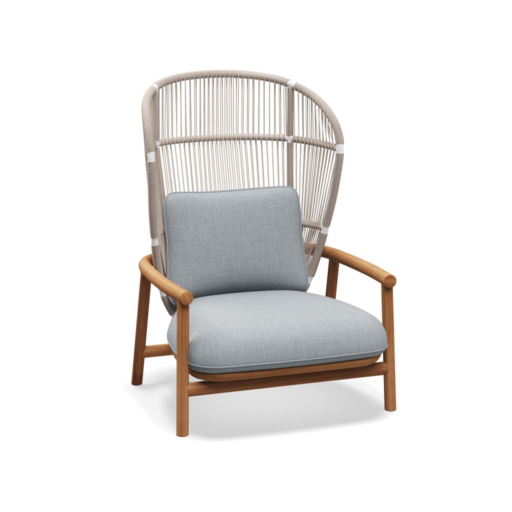 Fern High Back Lounge Chair — White Dune met Willa Sky