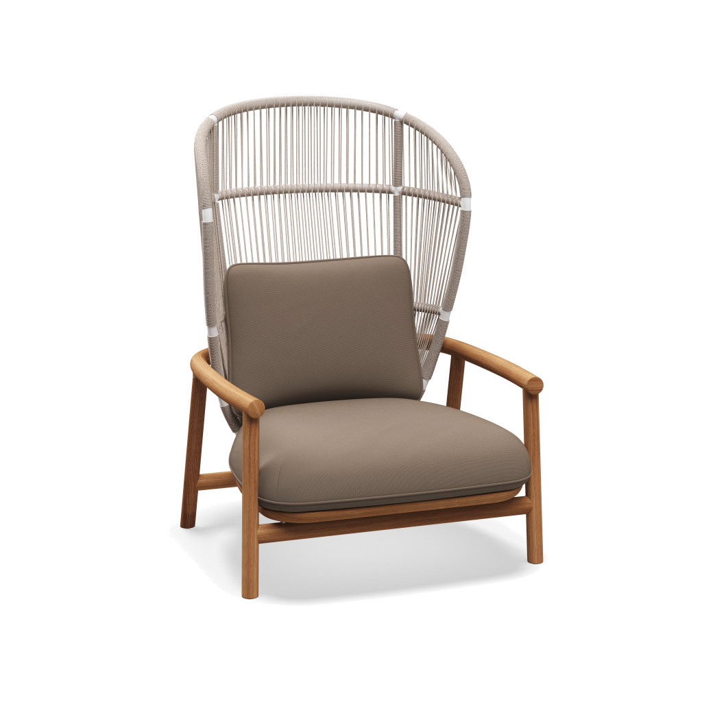 Fern High Back Lounge Chair — White Dune met Fife Nickel