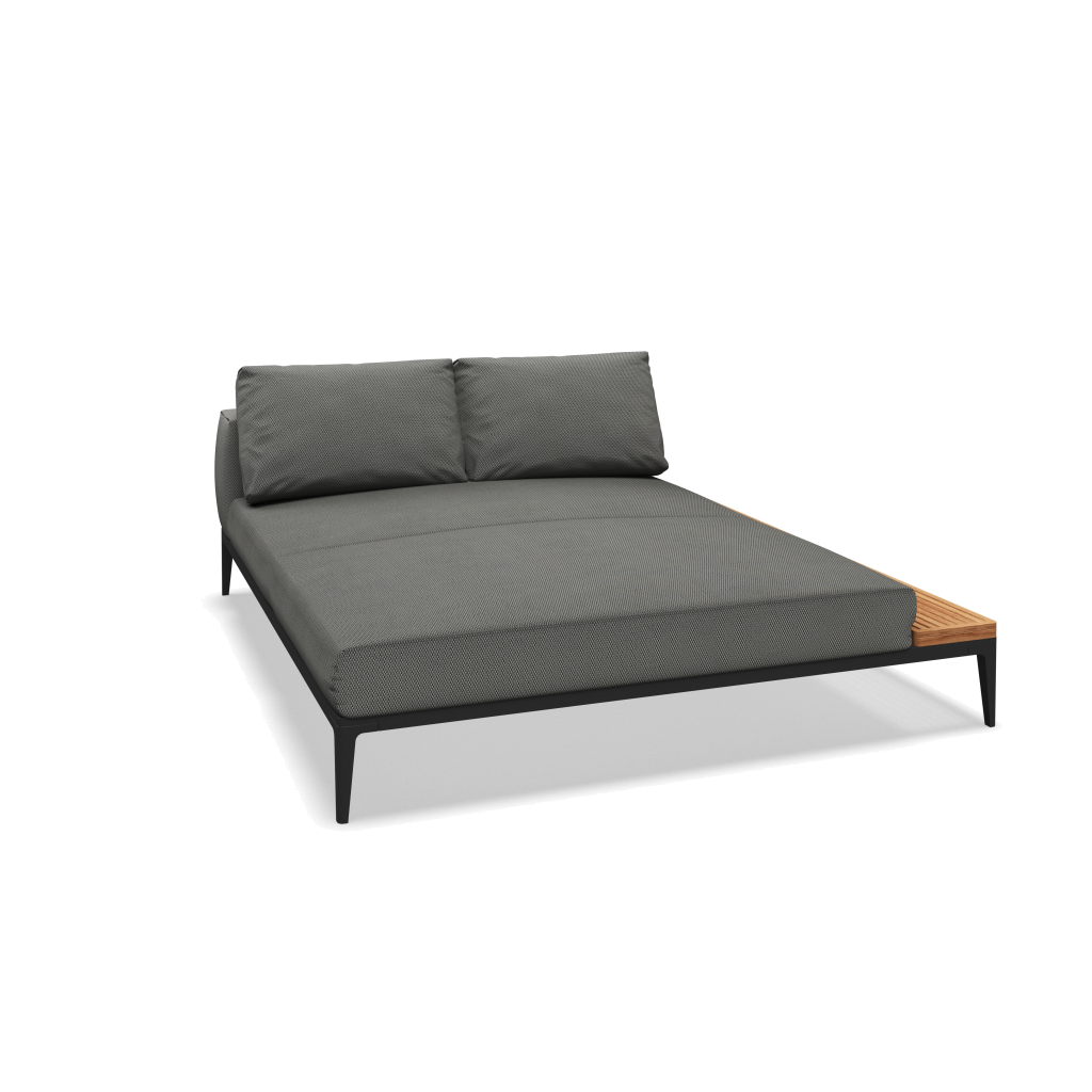 Grid chill chaise-element teak - Meteor Natural Teak met Lopi Charcoal