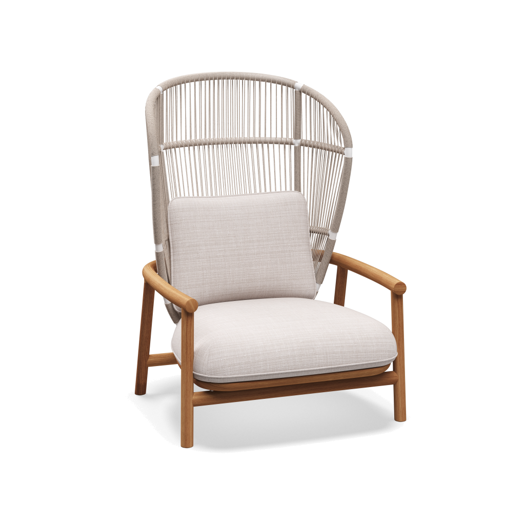 Fern High Back Lounge Chair — White Dune met Willa Parchment