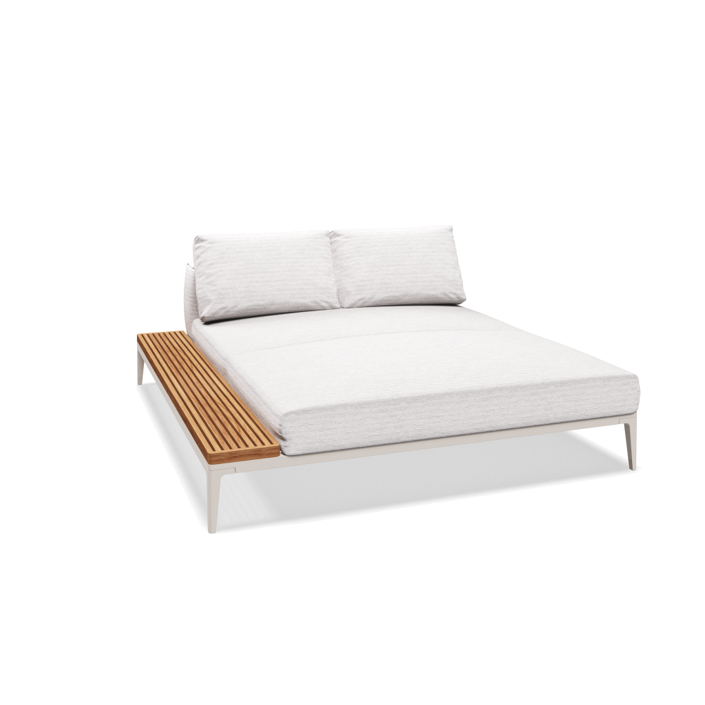 Grid chill chaise-element teak - Bone Natural Teak met Zenith Snow