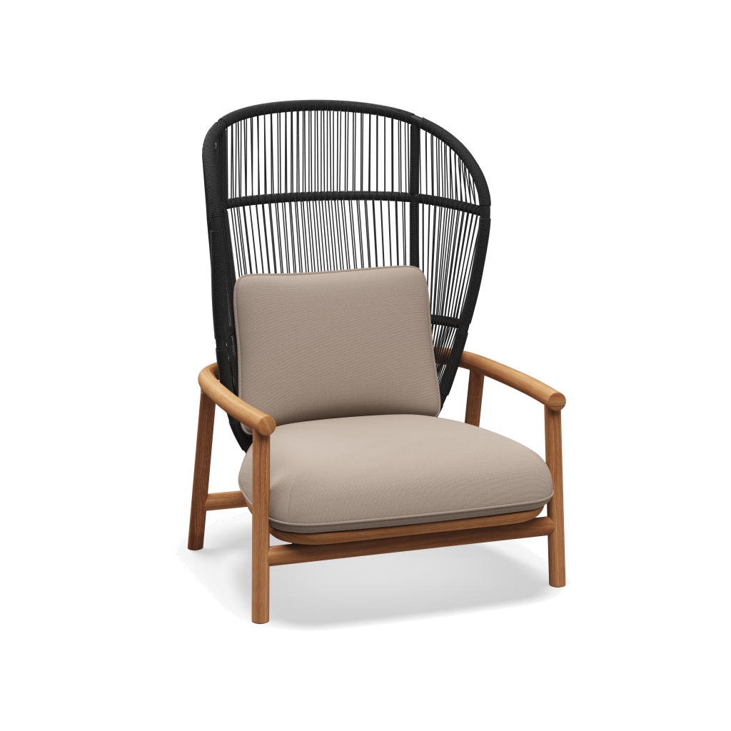Fern High Back Lounge Chair — Meteor Raven met Fife Vesterhav Sand