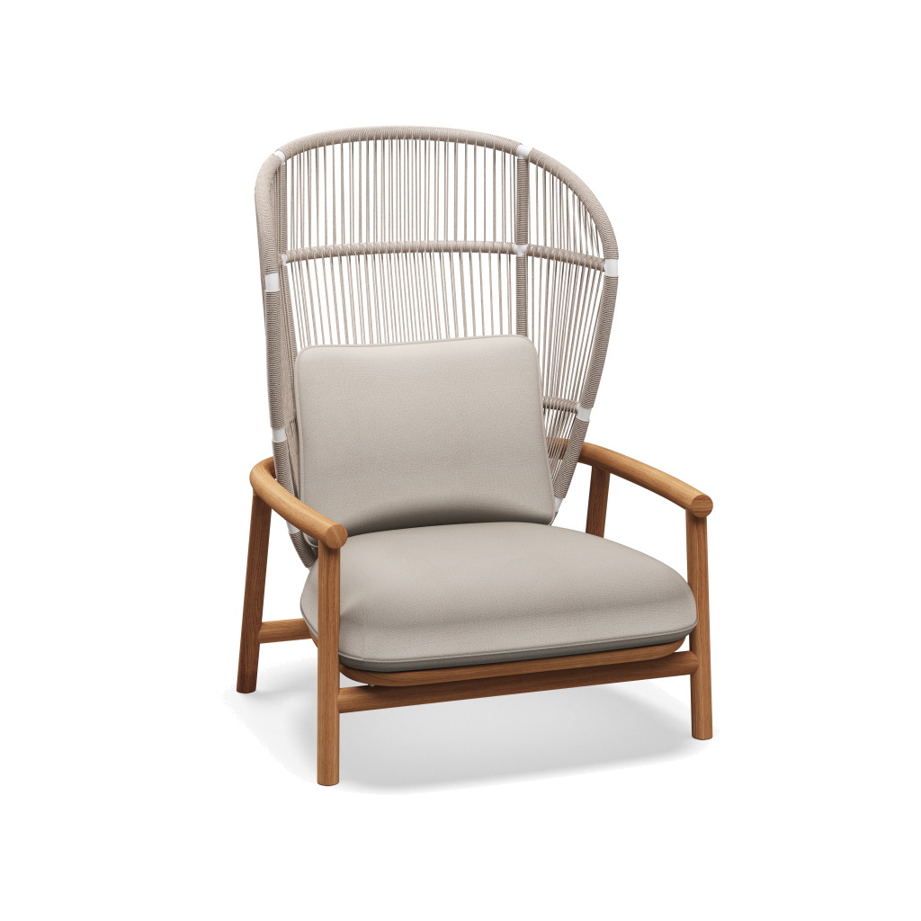 Fern High Back Lounge Chair — White Dune met Blend Linen