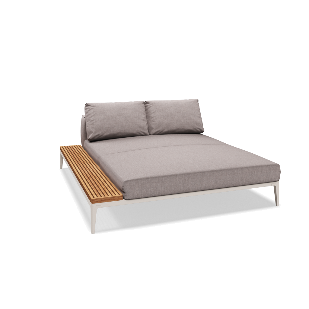Grid chill chaise-element teak - Bone Natural Teak met Willa Chincilla