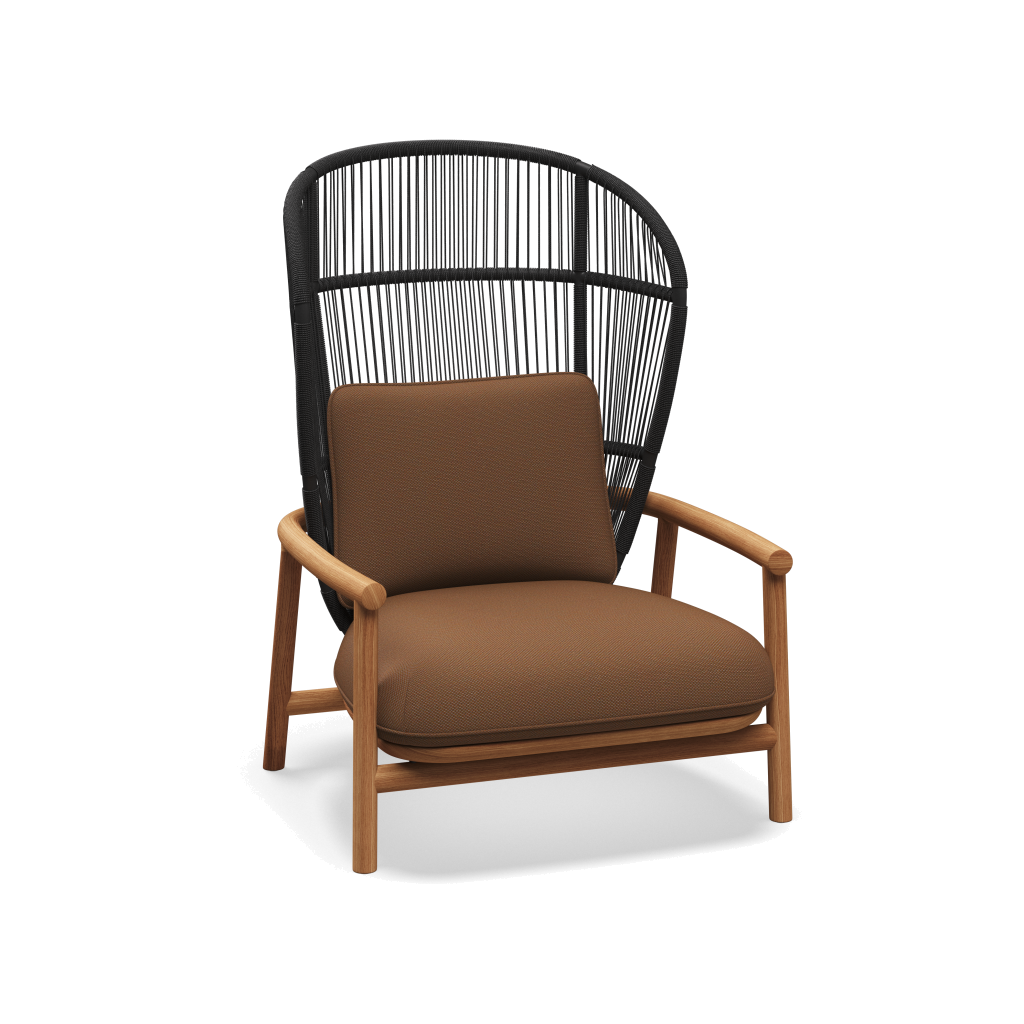 Fern High Back Lounge Chair — Meteor Raven met Ravel Ginger