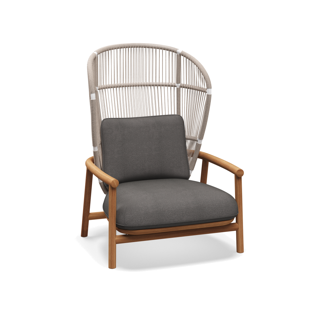 Fern High Back Lounge Chair — White Dune met Blend Coal