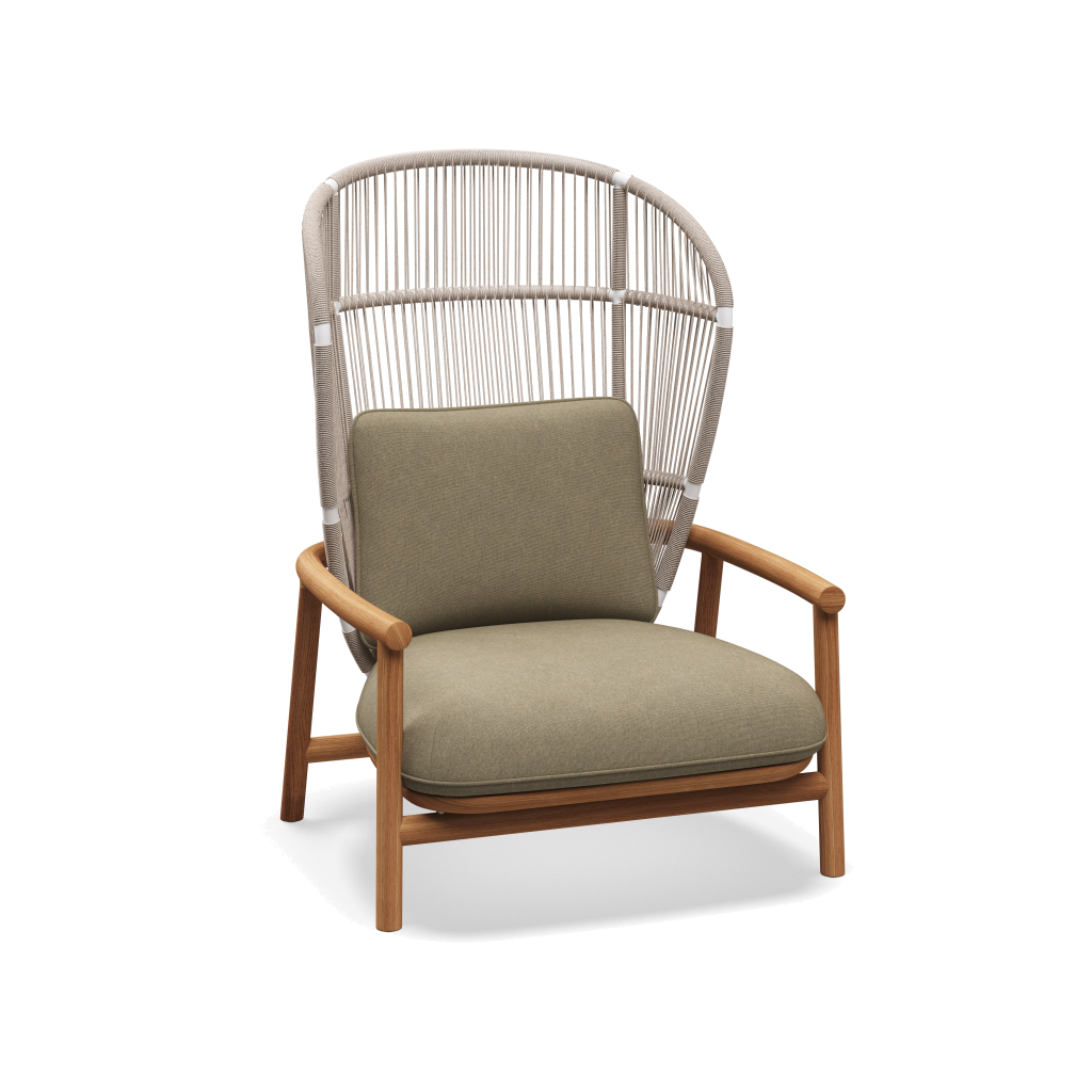 Fern High Back Lounge Chair — White Dune met Heritage Ashe