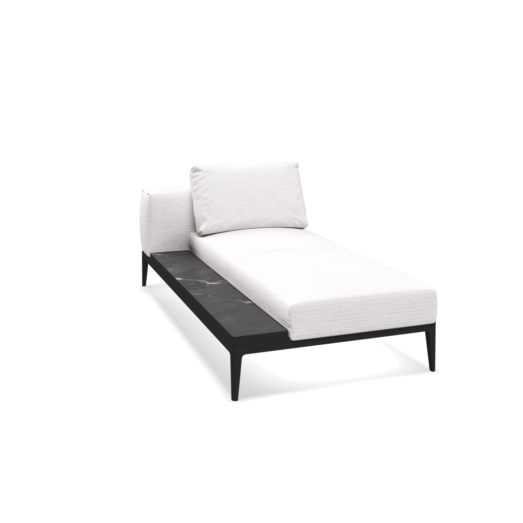 Grid chaise-element keramisch - Meteor Nero met Zenith Snow