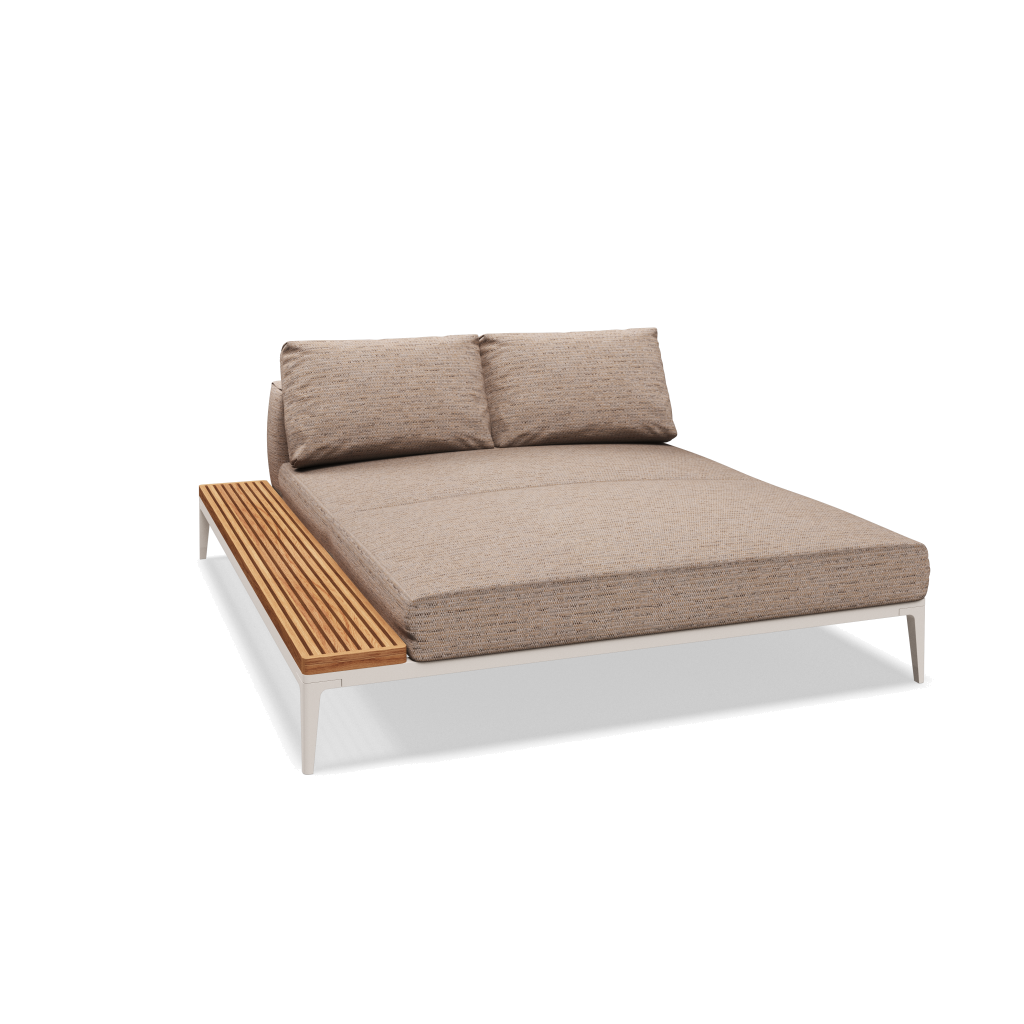 Grid chill chaise-element teak - Bone Natural Teak met Zenith Wren