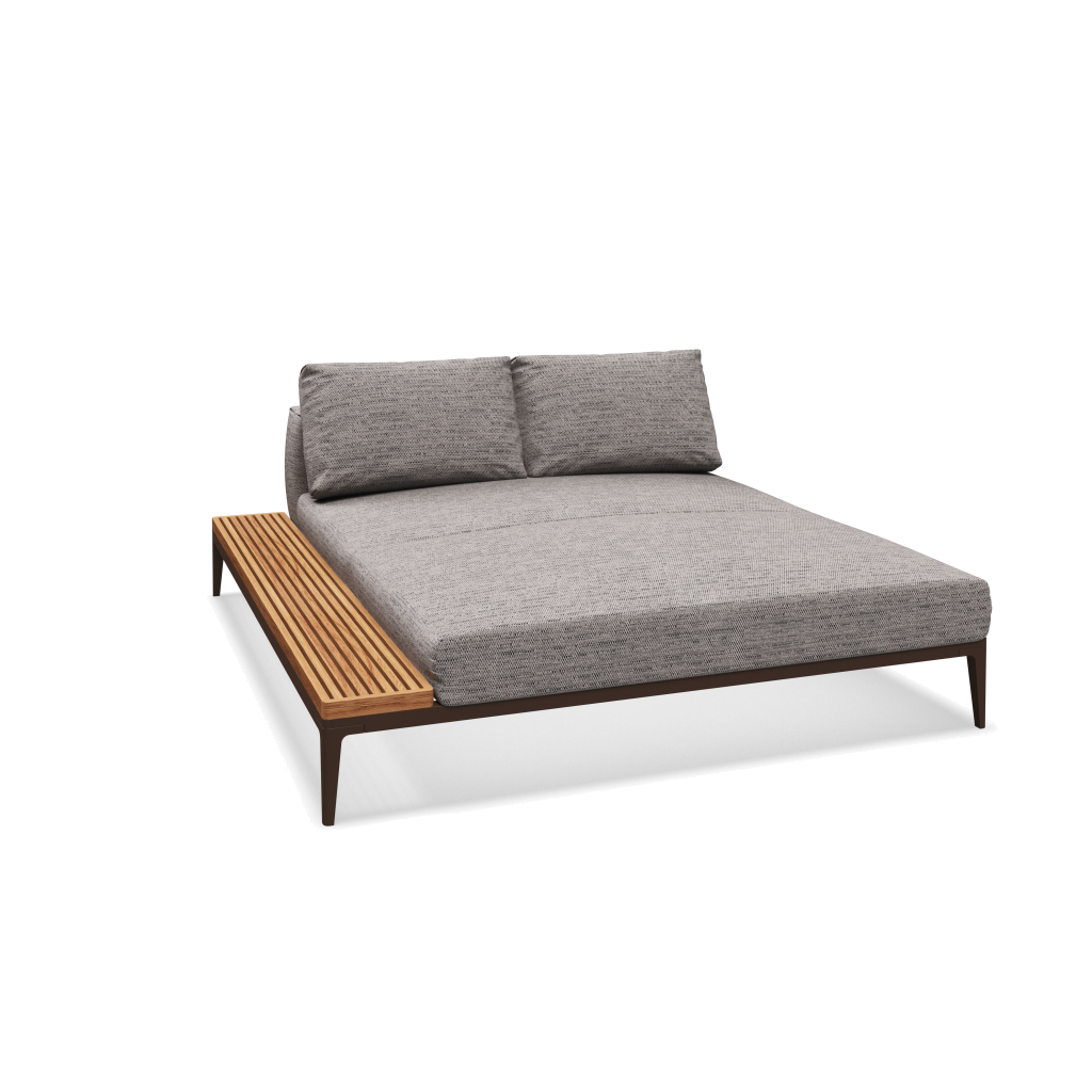 Grid chill chaise-element teak - Java Natural Teak met Zenith Pebble