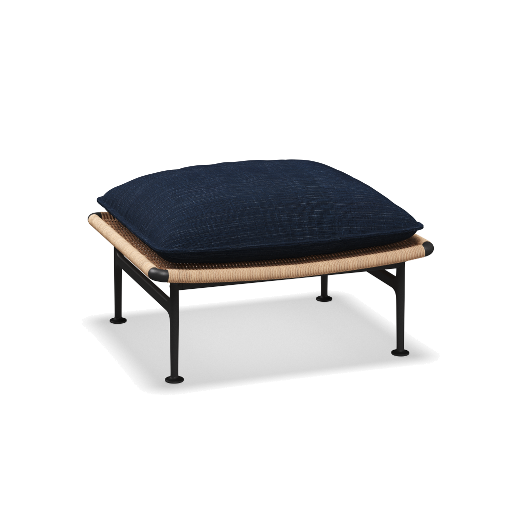 Zenith ottoman — Meteor Wheat met Willa Denim