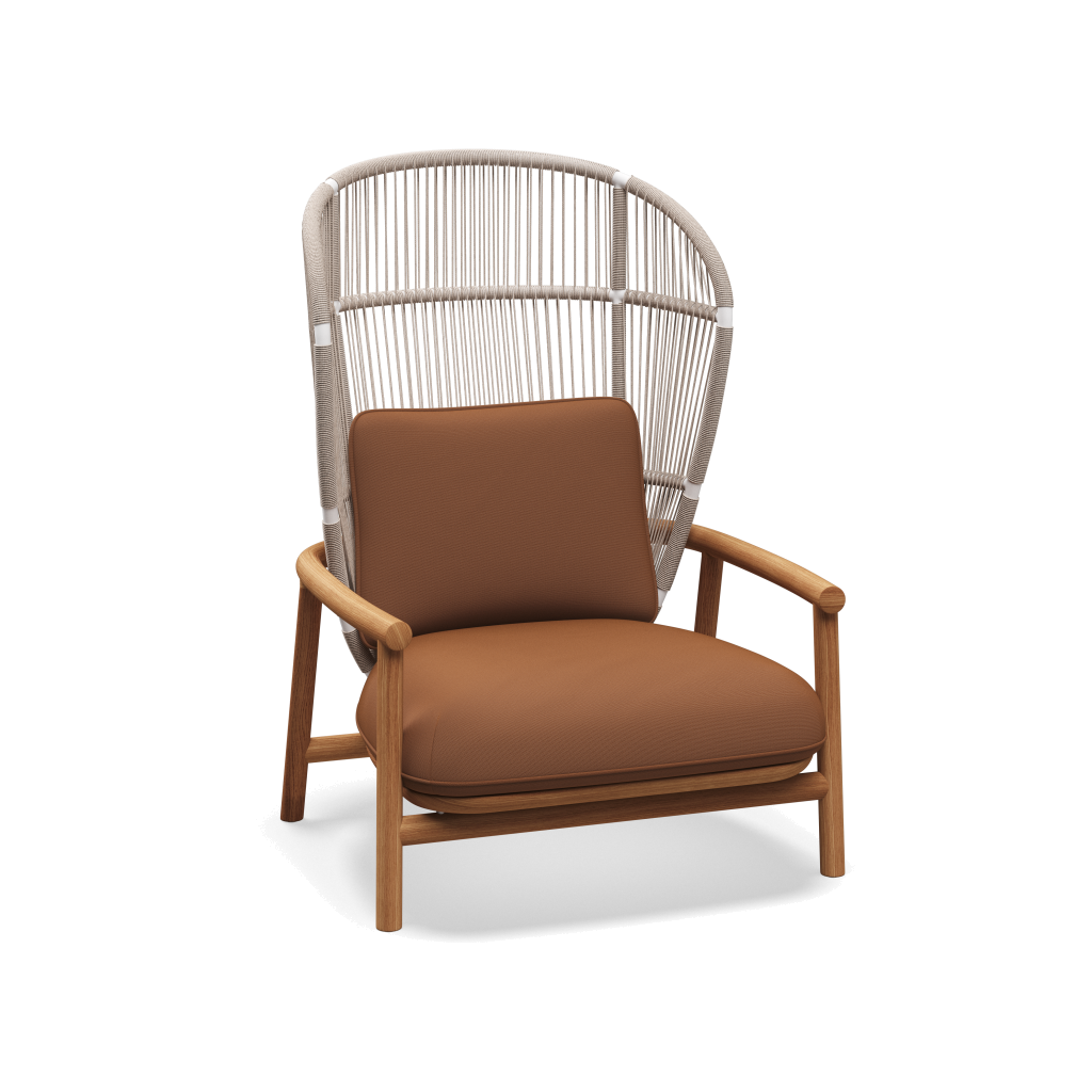 Fern High Back Lounge Chair — White Dune met Fife Salmon
