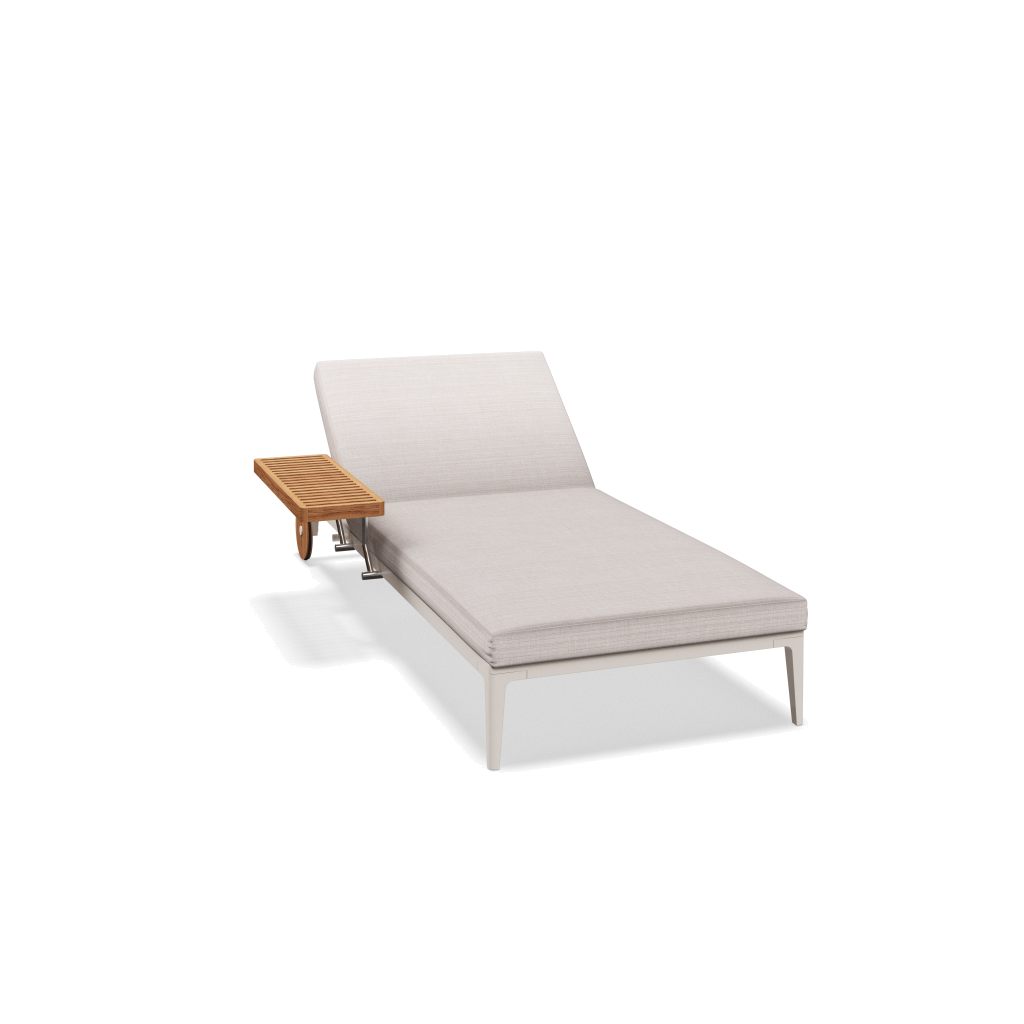 Grid ligbed - Bone Natural Teak met Willa Parchment