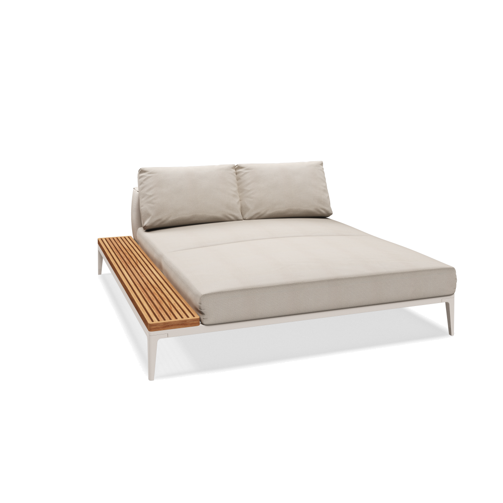 Grid chill chaise-element teak - Bone Natural Teak met Blend Linen
