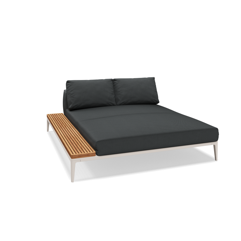 Grid chill chaise-element teak - Bone Natural Teak met Castillo Shadow