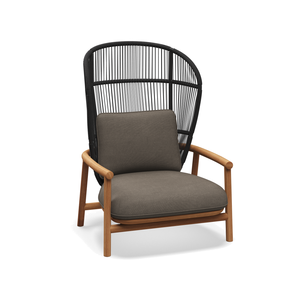 Fern High Back Lounge Chair — Meteor Raven met Fife Platinum