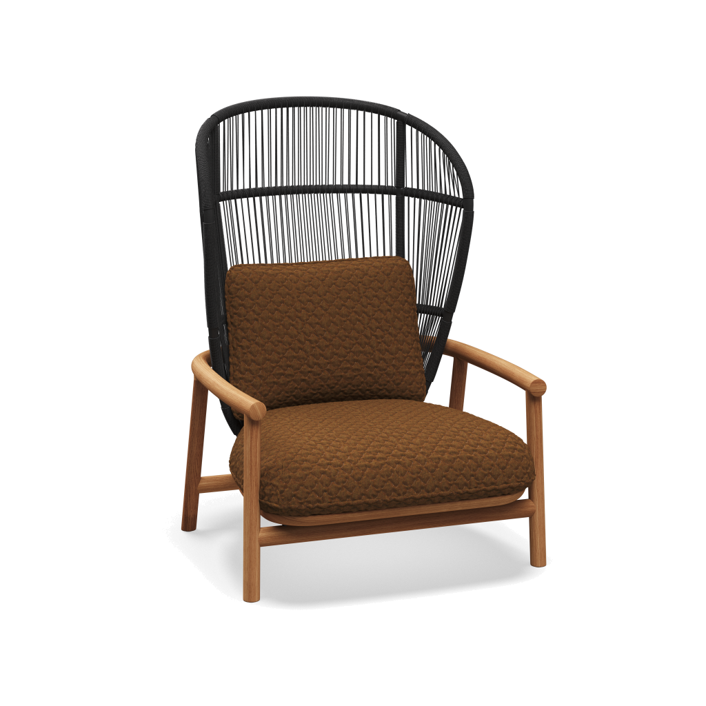 Fern High Back Lounge Chair — Meteor Raven met Wave Russet