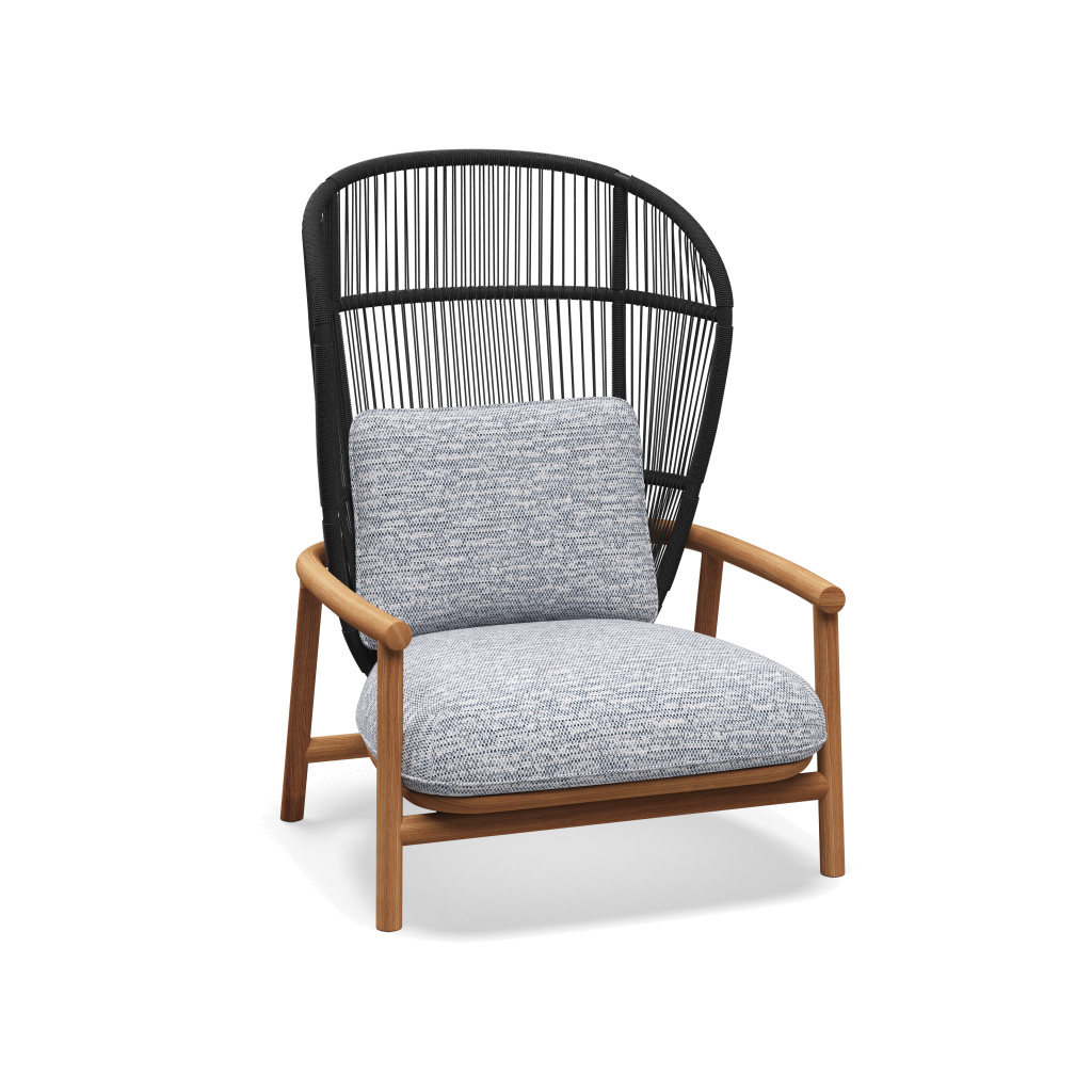Fern High Back Lounge Chair — Meteor Raven met Zenith Denim