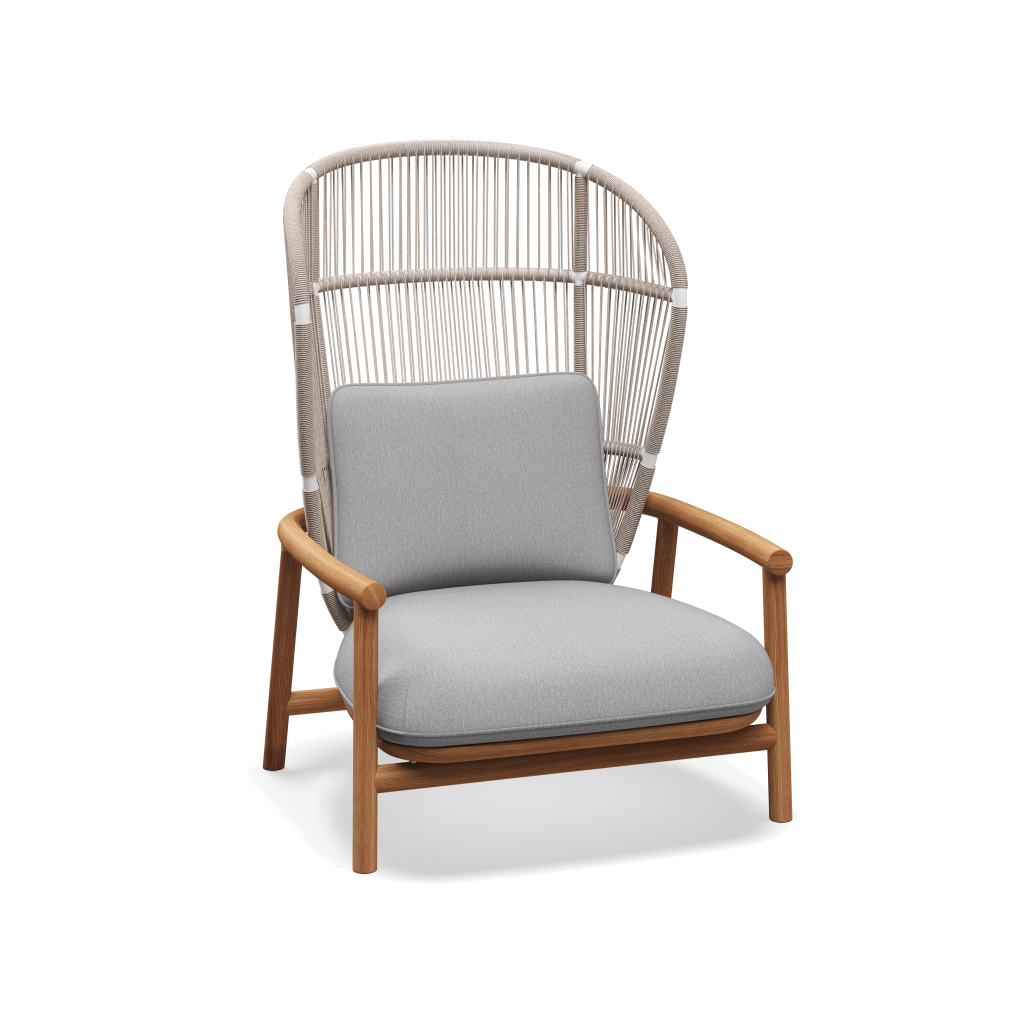 Fern High Back Lounge Chair — White Dune met Tuck Dust
