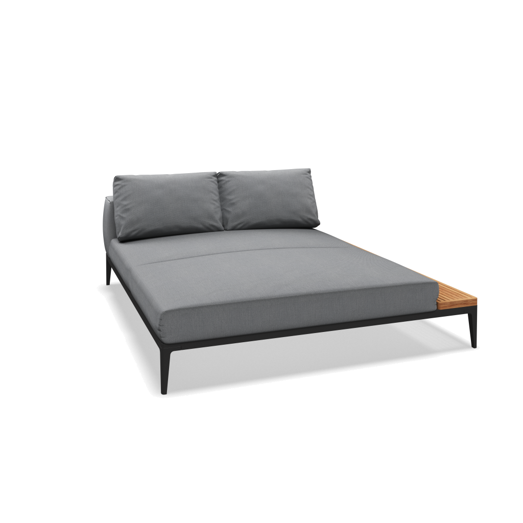 Grid chill chaise-element teak - Meteor Natural Teak met Castillo Smoke
