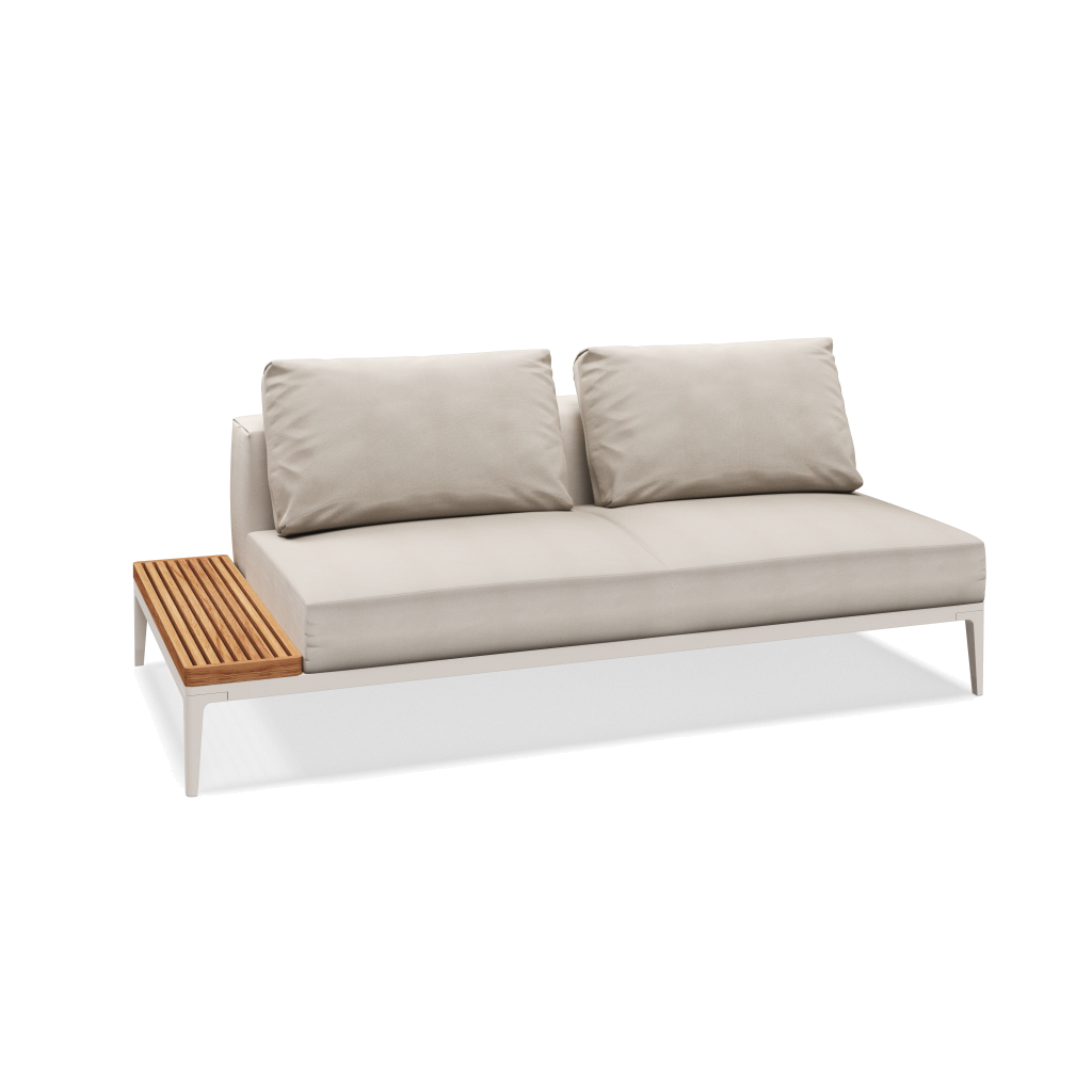 Grid eindelement met tafel teak - Bone Natural Teak met Blend Linen