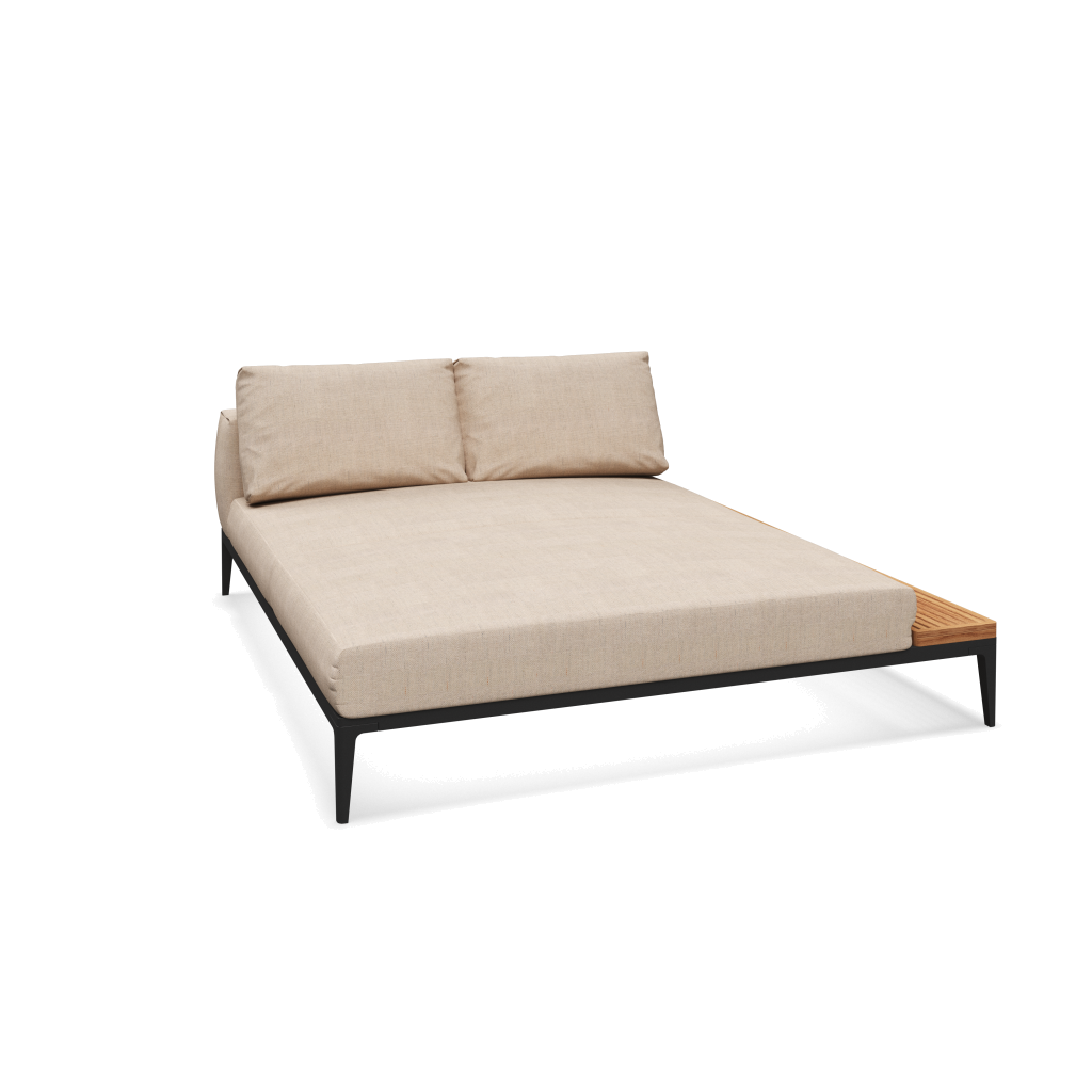 Grid chill chaise-element teak - Meteor Natural Teak met Ground Sand