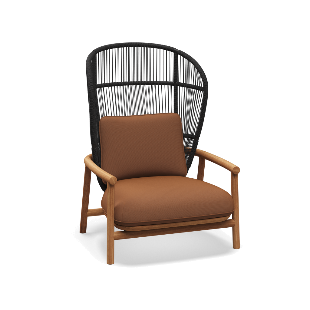 Fern High Back Lounge Chair — Meteor Raven met Fife Salmon