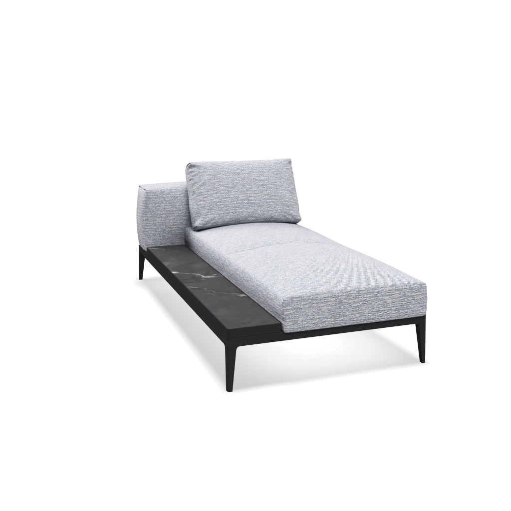 Grid chaise-element keramisch - Meteor Nero met Zenith Denim