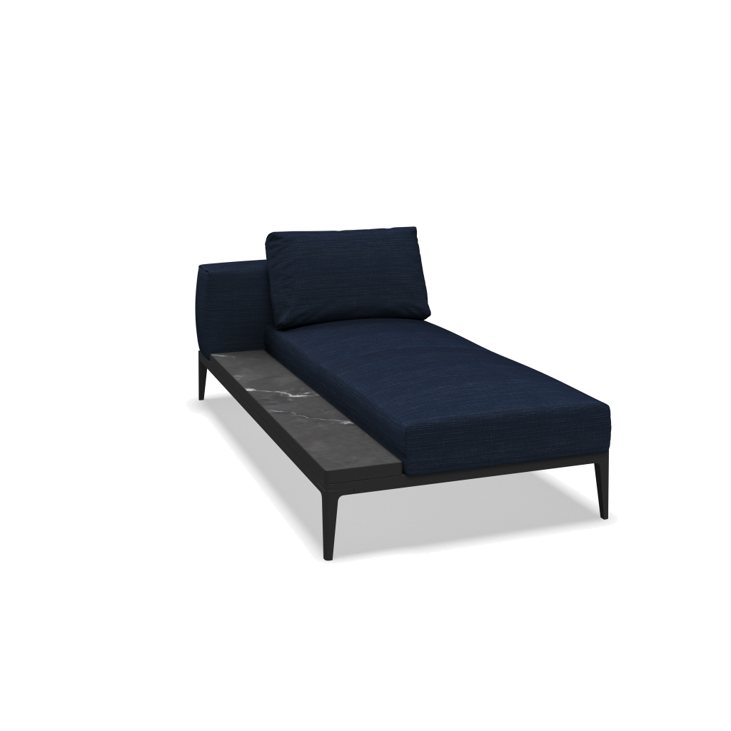 Grid chaise-element keramisch - Meteor Nero met Willa Denim