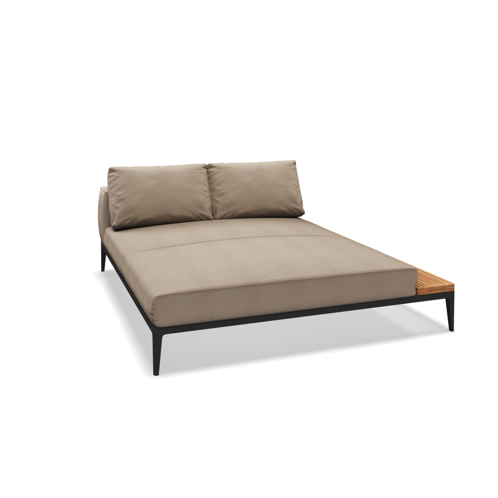Grid chill chaise-element teak - Meteor Natural Teak met Blend Sand
