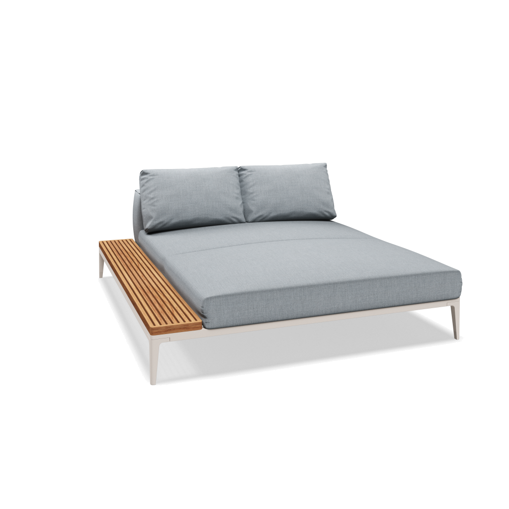 Grid chill chaise-element teak - Bone Natural Teak met Willa Sky