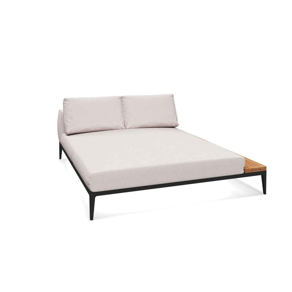 Grid chill chaise-element teak - Meteor Natural Teak met Ground Beach