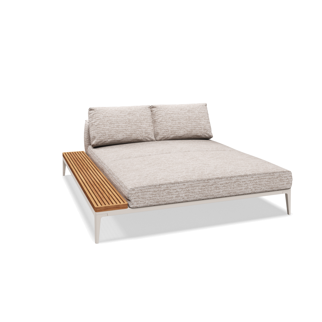 Grid chill chaise-element teak - Bone Natural Teak met Zenith Dune