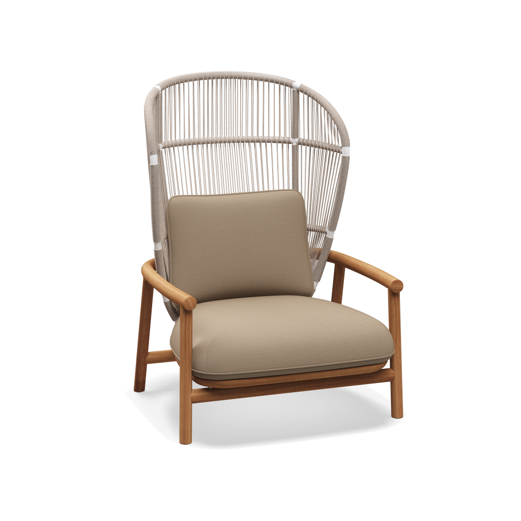 Fern High Back Lounge Chair — White Dune met Ravel Dune