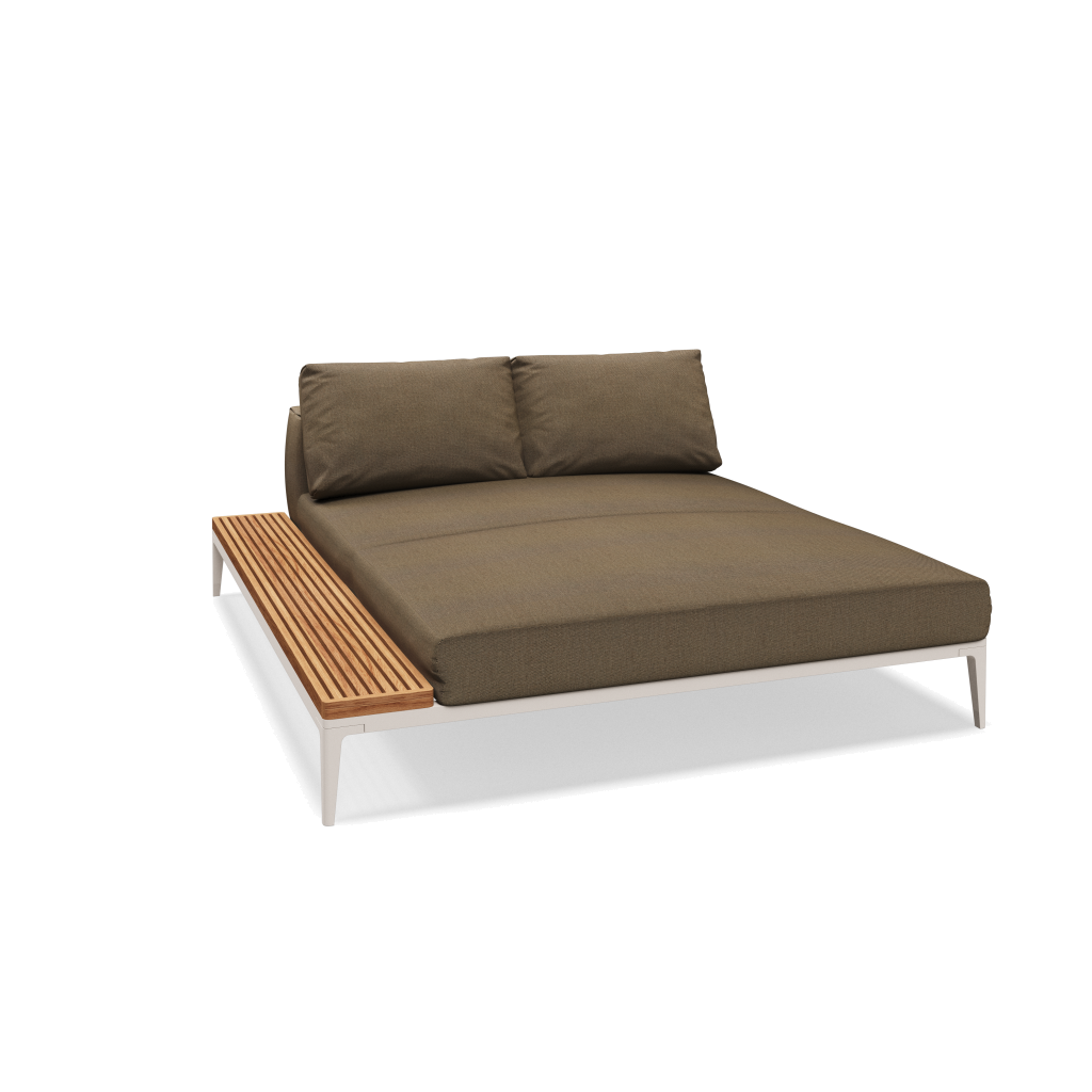 Grid chill chaise-element teak - Bone Natural Teak met Blend Latte