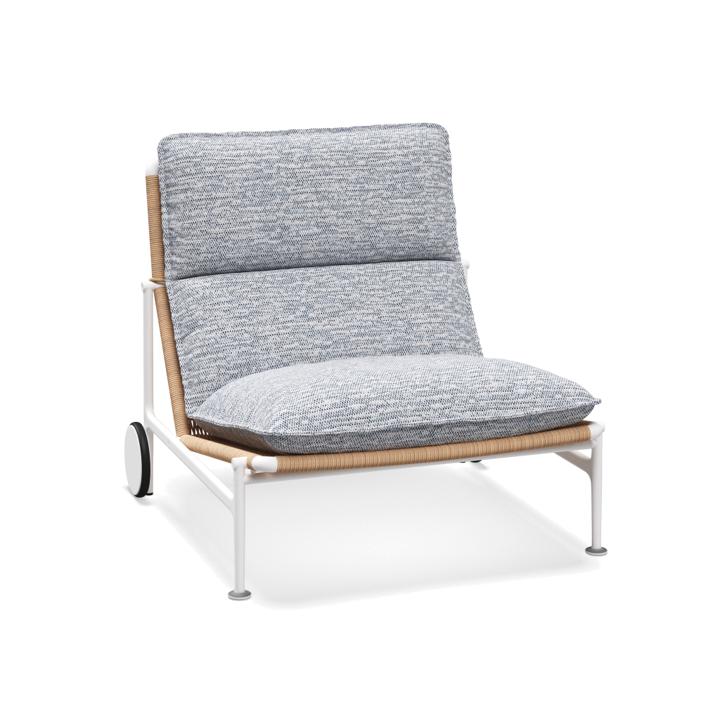 Zenith loungestoel — White Wheat met Zenith Denim