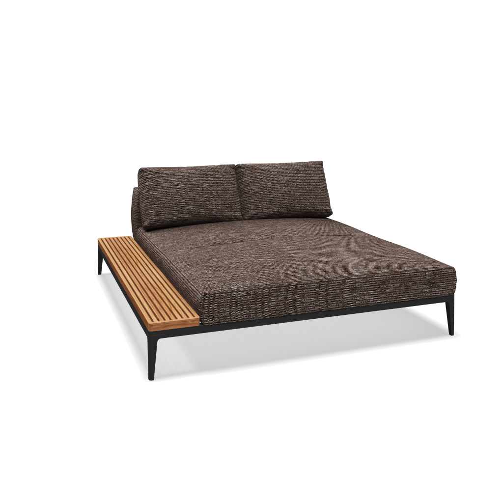 Grid chill chaise-element teak - Meteor Natural Teak met Zenith Earthen