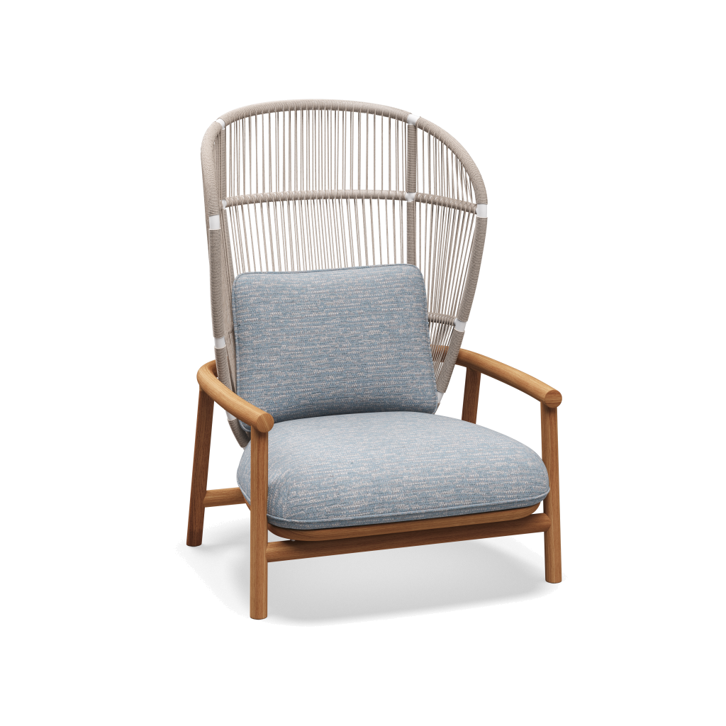 Fern High Back Lounge Chair — White Dune met Zenith Sky