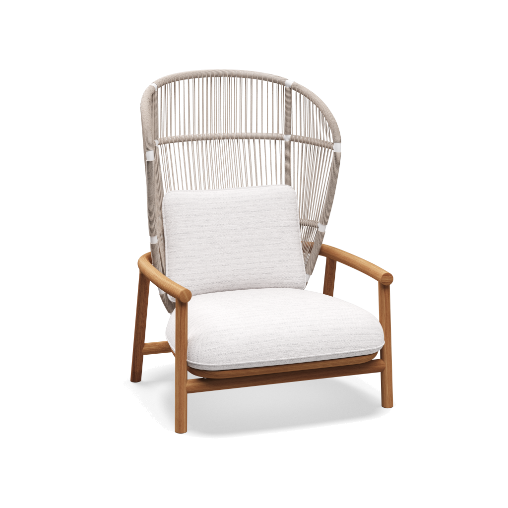 Fern High Back Lounge Chair — White Dune met Zenith Snow