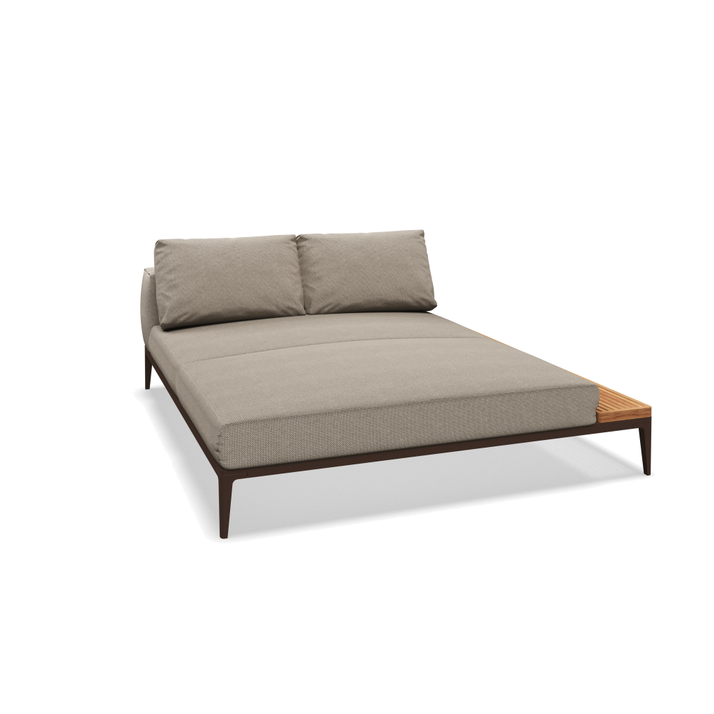 Grid chill chaise-element teak - Java Natural Teak met Robben Grey