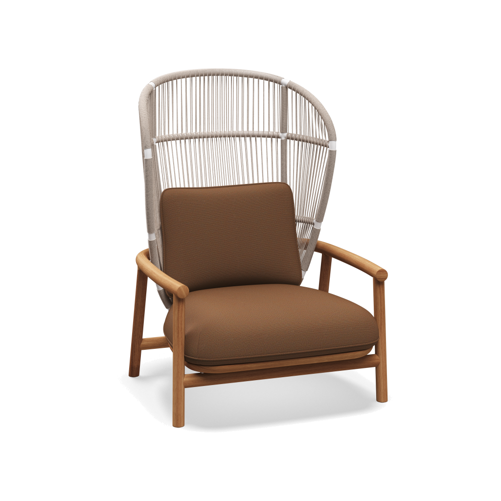 Fern High Back Lounge Chair — White Dune met Ravel Ginger