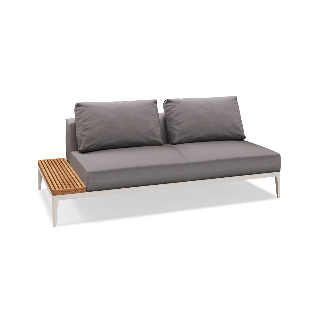 Grid eindelement met tafel teak - Bone Natural Teak met Blend Fog