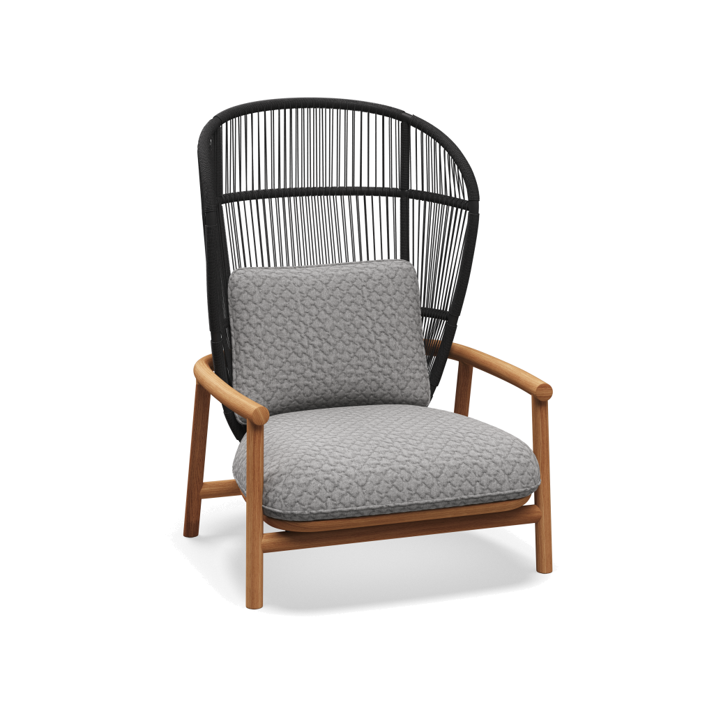 Fern High Back Lounge Chair — Meteor Raven met Wave Gravel