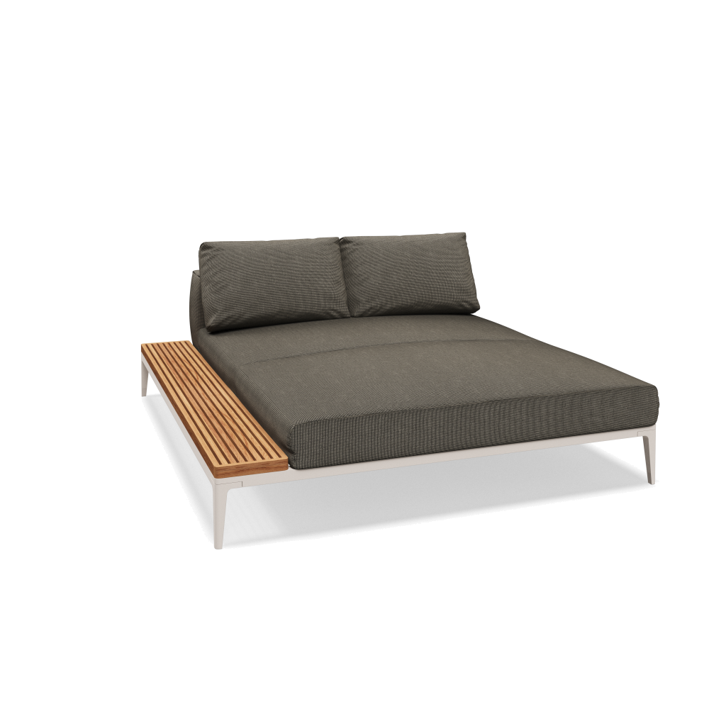 Grid chill chaise-element teak - Bone Natural Teak met Cameron Granite