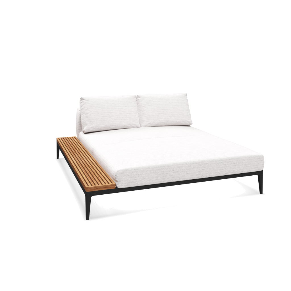 Grid chill chaise-element teak - Meteor Natural Teak met Zenith Snow