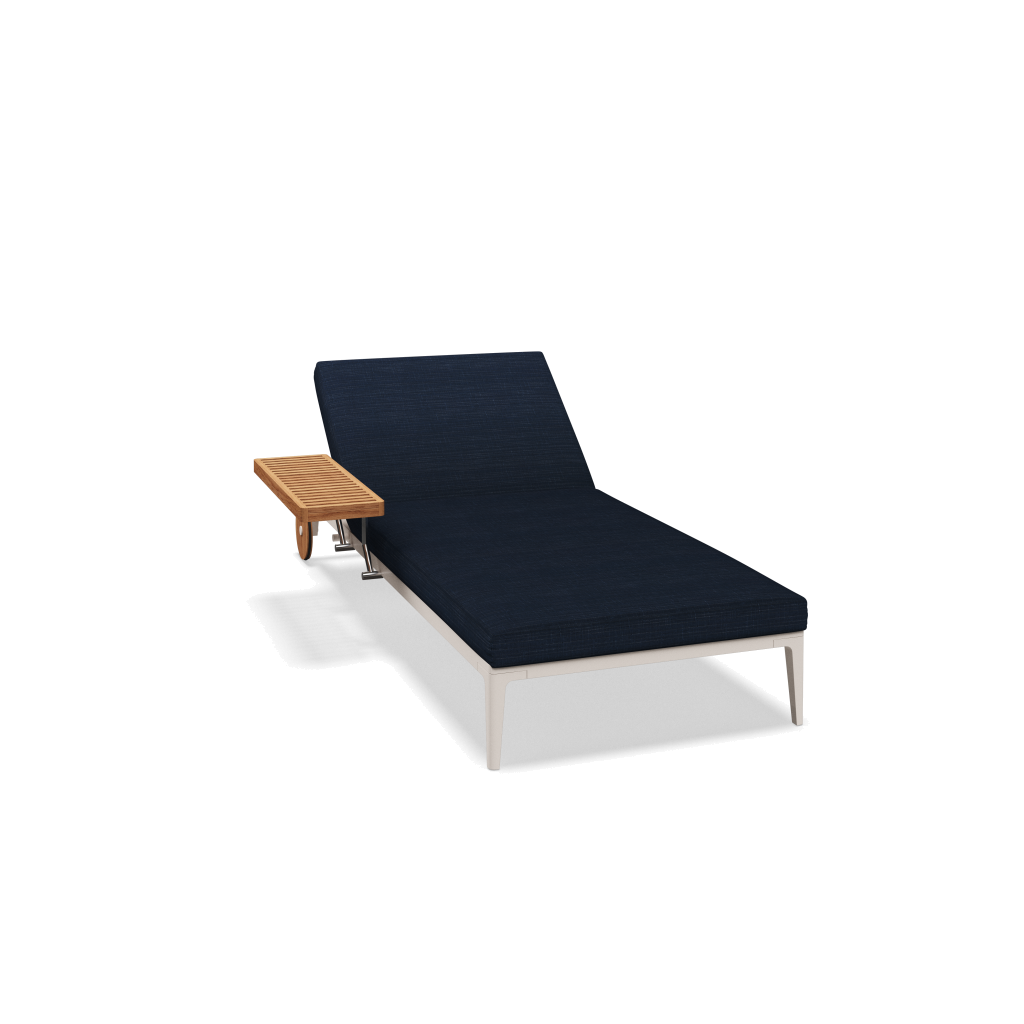 Grid ligbed - Bone Natural Teak met Willa Denim