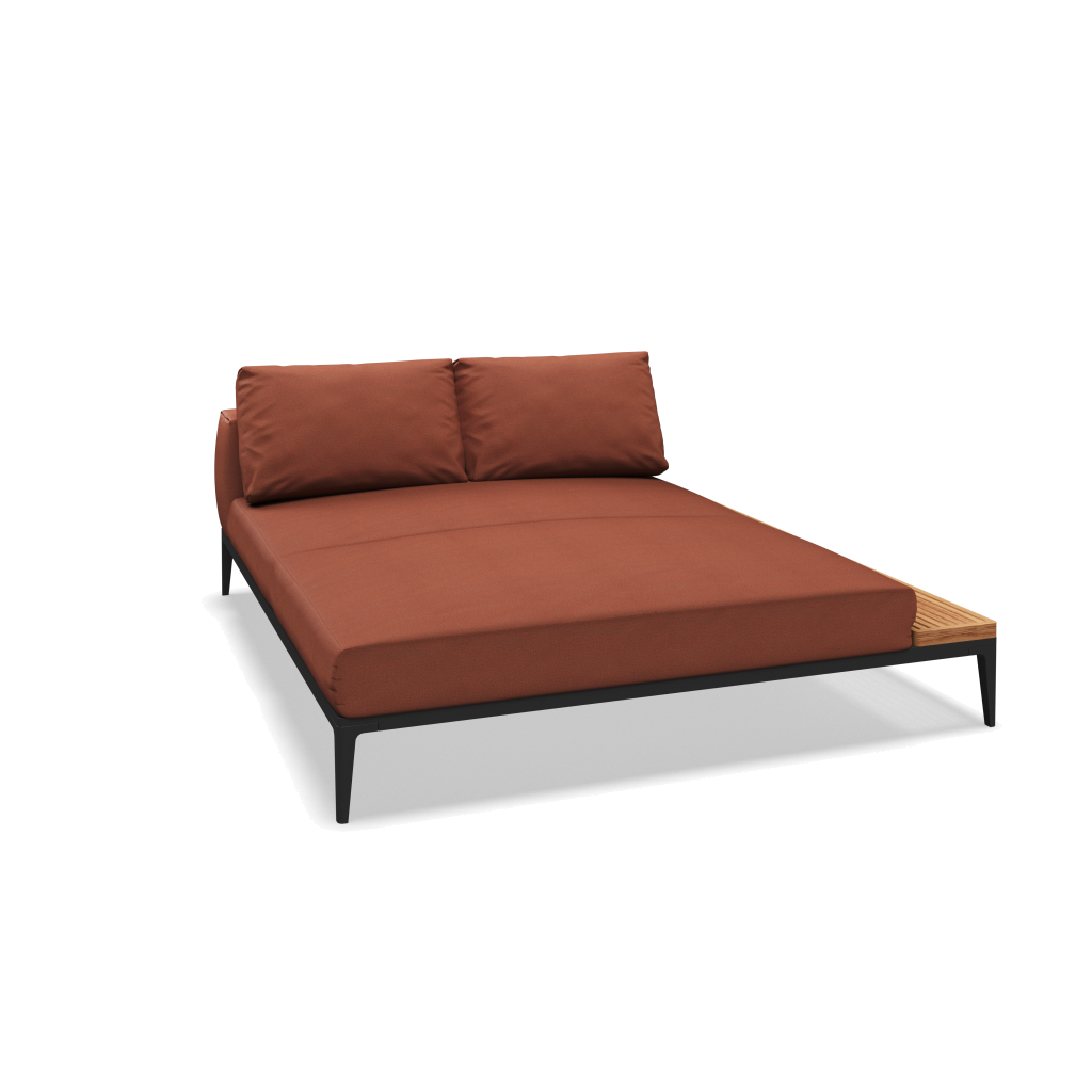 Grid chill chaise-element teak - Meteor Natural Teak met Blend Clay