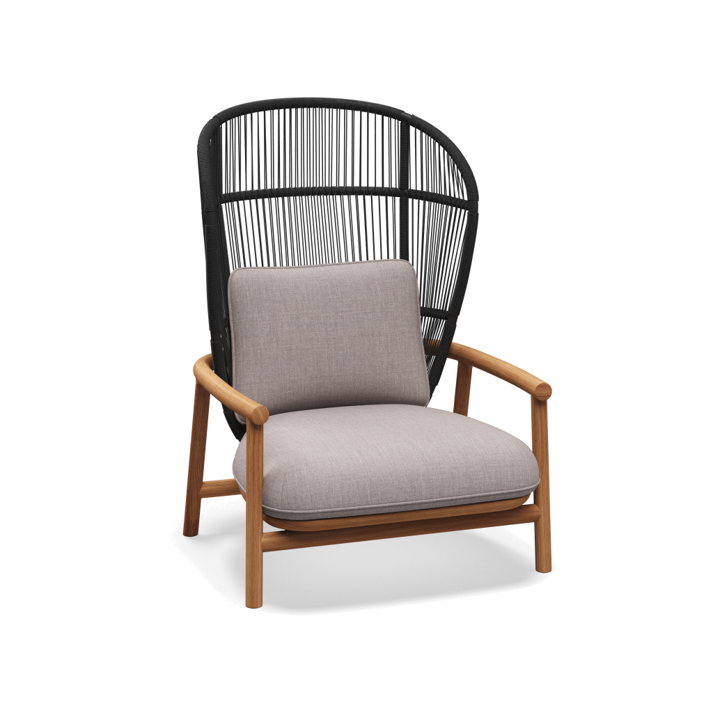 Fern High Back Lounge Chair — Meteor Raven met Willa Chinchilla